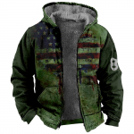 Vyri&scaron;ka striukė su vėliava marginta Vyri&scaron;ka pavasario ir rudens laisvalaikio striukė su užtrauktuku su gobtuvu