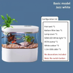 Žuvų akvariumas Ekologinis stalinis kra&scaron;tovaizdžio dizainas Kūrybinis savaime cirkuliuojantis biocheminis filtravimas Mini žuvų akvariumas Basic balta