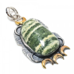 Banded Green Opal 925 Sterling Silver Gift Two Tone Pendant 2.56 h7u75