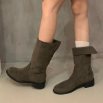 2024 Nauji Batai Moteri&scaron;ki Aulinukai Rudeniniai Apvalianos Nosies Zom&scaron;iniai Vienspalviai Trumpo Aulo Storu Kulnu Madingi Batai Zapatos De Mujer 39 ruda