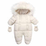 Kūdikio kombinezonas su kailiniu apykakliu: Jaukus rudens/žiemos smėlinukas kūdikiams 73cm (9-12 months)