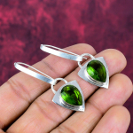 Peridoto auskarai Brangakmenių papuo&scaron;alai, 925 prabos sidabro auskarai, Rankų darbo papuo&scaron;alai Gimtadienio akmens auskarai, Dovana Jam 2.63 Inches