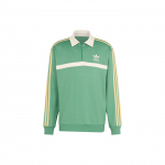 Adidas Originals su apykakle džemperis su trimis juostelėmis ir pusės užtrauktuku vyri&scaron;ki vir&scaron;utiniai drabužiai žalias IS4364 S