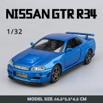 &bdquo;Wild Speed&ldquo; 1/24 &bdquo;Nissan Skyline GT-R R34&ldquo; lydinio automobilio modelis 1/32 JDM kolektyvinis miniatiūrinis &bdquo;Voiture Diecast Toy Vehicle Boy Home Decor&ldquo;