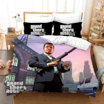 Žaidimas GTA V Patalynės komplektas Animaciniai antklodžių užvalkalai Pagalvės užvalkalas Grand Theft Auto 5 Antklodė Patalynės komplektai Patalynė(Nėra lapo) EU Single(135*200cm)3pcs