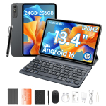 OSCAL Pad 200 13,4' Android 16 AI rinkinys Plan&scaron;etinis kompiuteris 24 GB RAM 256 GB ROM Iki 2 TB 6+256 pilka