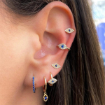 18k Aukso Hoopai Auskarai Moterims 925 Sterlinginio Sidabro Auskarai Mėlynas Cirkonis Deimantas Piktos Akies Auskaras NORMAL&Evil eye earring brown