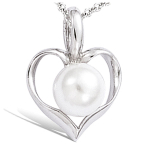 Les Tr&eacute;sors De Lily [G8846] - Pendentif Argent 'Pearl Beauty' blanc argent&eacute; (rhodi&eacute;) - 13x15 mm balta