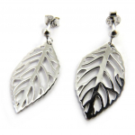 Les Tr&eacute;sors De Lily [N3015] - Boucles Argent 'Feuille d'Or' blanc argent&eacute;