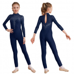 Girls Dance Unitard čiuožimo kombinezonas ilgomis rankovėmis Vientisas Bodysuit tamprus gimnastikos triko 9-10 Years