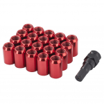 20 vnt 32 mm ilgio automobilio rato veržlės &scaron;e&scaron;iakampės 20 mm M12x1,25 , M12x1,5 veržlės JDM lenktynių priedai Aliuminio kūginė kūginė sėdynė M12x1.25 raudona
