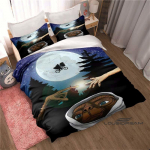 E.T.. Svetimas Animacinių filmų ra&scaron;to 3 dalių patalynės komplektas &mdash; Antklodės užvalkalas ir pagalvių užvalkalai | Tinka paaugliams ir vaikams 135X200cm