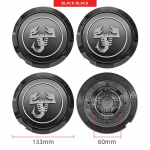4 vnt. 133 mm sportinio ratlankio dangtelis Automobilio Emotion Equip Scorpion ratlankių dangteliai Ratlankio centras Tvirtas dangtelis Ratlankio dangtelis Hubcap Fiat Abarth 500