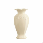 Keraminė vaza, pieni&scaron;kai kreminė, prancūzi&scaron;ko stiliaus, eleganti&scaron;kas stalo centras, gėlių dekoras svetainei, white