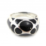 Bague Argent 'Ovni' noir argent&eacute; - 12 mm