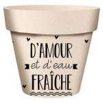 Les Tr&eacute;sors De Lily [A2060] - Cache-pot bambou 'Messages' noir beige (d'Amour et d'eau fra&icirc;che) - 14x12 cm juoda