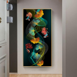 &Scaron;iaurės &scaron;alių prabangūs auksinio ginkmedžio drobės plakatai spausdina auksinius turtingus elnių lapus dekoratyvinei tapybai įėjimo į namus 20cm&times;40cm NoFrame