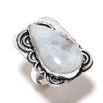 Natural Moonstone Gemstone Handmade 925 Sterling Silver Jewelry Ring S.10 k7w45