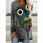 Pelėdos mar&scaron;kinėliai Moteri&scaron;ki mar&scaron;kinėliai Moteri&scaron;ki madingi mar&scaron;kinėliai Gyvūnų mar&scaron;kinėliai ilgomis rankovėmis mar&scaron;kinėliai Essential Tops Kawaii Tunika Moteri&scaron;ki drabužiai S