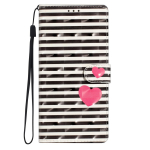 3D juodai baltas dryžuotas PU odinis telefono piniginės dėklas, skirtas iPhone, Samsung, Xiaomi Redmi, Motorola, Blackview, Oppo, Huawei, Honor, Google, ZTE, Ulefone, TCL Xiaomi 13 Pro juoda