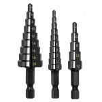 3 vnt. 3-12 mm 4-12 mm 4-20 mm HSS tiesių griovelių žingsnių grąžtų rinkinys, dengtas titanu mediniu metaliniu skylių pjaustytuvo &scaron;erdies grąžtų rinkinys