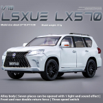 Naujas didelis 1:18 Lexus LX570 Visureigis bekele Metalinis lydinio liejinys Automobilio modelis Transporto priemonė Garsas ir &scaron;viesa Atitraukiamas Kolekcija I&scaron;skirtinė dovana Tinka berniukams balta