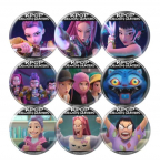 K-POP DEMONŲ MEDŽIOTOJAI Huntrix, Saja berniukai Veikėjų Ženkliukų Rinkinys (10 vnt) (2 Parinktys) #Huntrix