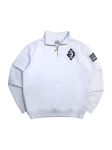 Unisex Y2K Tamsiai mėlynas pusiau užsegamas džemperis su užtrauktuku JAV Siuvinėtas Amerikos Vėliavos Pleistras Striukė Vyrams Moterims Vintage Streetwear Mada S balta
