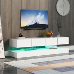 LED televizoriaus žemasis staliukas, Sieninis televizoriaus spintelė, Baldas su 2 spintelėmis ir 4 dideliais stalčiais, LED ap&scaron;vietimo sieninė spintelė iki 55 colių Baltas 130*33*15cm 130 x 33 x 15 cm balta
