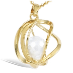 Les Tr&eacute;sors De Lily [E5031] - Pendentif plaqu&eacute; or 'Alchimie' Blanc dor&eacute; - 15 mm balta