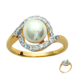 Bague Plaqu&eacute; Or 'Sissi' blanc dor&eacute; - 12 mm
