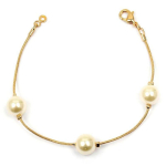 Les Tr&eacute;sors De Lily [L4334] - Bracelet Plaqu&eacute; Or 'Perla' blanc dor&eacute; - 10 mm