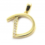 Les Tr&eacute;sors De Lily [M8781] - Pendentif Plaqu&eacute; Or 'Lettre D' blanc dor&eacute; - 21x10 mm