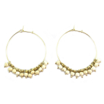 7bis [Q6239] - Cr&eacute;oles artisanales 'Boho' beige dor&eacute; (bois) - 35 mm perles 4 mm smėlis