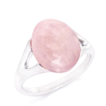 Bague Argent 'Meghan' quartz rose argent&eacute; (rhodi&eacute;) - 15x11 mm