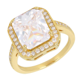 Bague Plaqu&eacute; Or 'Sissi' blanc dor&eacute; - 14x12 mm