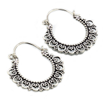 Les Tr&eacute;sors De Lily [Q7554] - Boucles argent artisanales 'Cl&eacute;opatra' argent&eacute; vieilli - 15 mm 5 mm