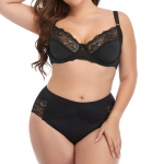 Gėlėtas nėrinių apatinis trikotažas moterims didelio dydžio liemenėlių rinkinys D puodelis XL 2XL 3XL 4XL 5XL 6XL pilno kau&scaron;elio liemenėlės ir ypač plonos apatinės kelnės 105D