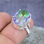 Mystic Rainbow Topaz Brangakmenis 925 Sterling Sidabrinis Žiedas Papuo&scaron;alai Vestuvių Dovana 8