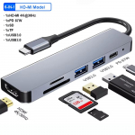 5 viename C tipo prijungimo stotis, 4K 30 Hz HDMI &scaron;akotuvas, USB C skirstytuvas, C tipo į HDMI USB 3.0 2.0 TF/SD &scaron;akotuvas, ne&scaron;iojamojo kompiuterio priedai