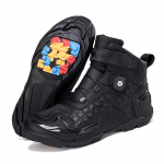 Unisex odiniai motociklo batai didelio dydžio sukimosi mygtukas neslystantis nuo susidūrimo varžybų batai 43 juoda