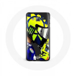 Coque pour Samsung Galaxy j3 2016 Valentino Rossi Pilote de vitesse Casque Bleu Jaune