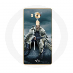 Coque pour Huawei Mate 8 Vikings S&eacute;rie Saison 6 Ragnar Lothbrok logo V Ep&eacute;e Gris Fond Brouillard