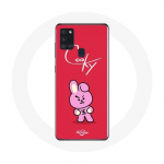 Coque pour Samsung Galaxy A21S BTS Bangtan Gar&ccedil;ons BT21 Cooky Fond Rouge raudona