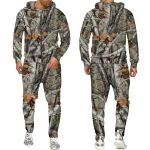 Rudens ir žiemos klevo lapai kamufliažiniai 3D sportiniai kostiumai su užtrauktuku Vyri&scaron;ki Lauko Žvejyba Stovyklavietės Medžioklės rinkiniai Unisex Streetwear Kostiumai L