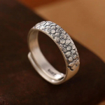 &bdquo;BOCAI Real S999 Pure Silver Jewelry Distressed Matte Retro Auspicious Cloud&ldquo; / Slyvų / Lotoso kinų stiliaus atviras moterų žiedas