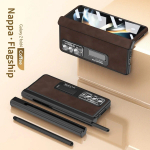 Magnetinis dvigubas vyris, odinis laikiklis, skirtas Samsung Galaxy Z Fold 5 4 3 dangtelis su plėvelės ra&scaron;iklio anga su S ra&scaron;ikliu, skirtas Z Fold5 Fold4 For Galaxy Z Fold 4 kava