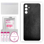 apgo Protective Skin Sticker for the back compatible with Samsung Galaxy Wide6, Wrap Film, Foil, Vinyl - Pattern Black Leather