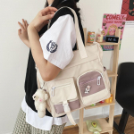 Neper&scaron;lampama drobė Moteri&scaron;kos rankinės Pečių krep&scaron;ys Nailonas Moterų krep&scaron;ys Oxford Crossbody Krep&scaron;iai Ne&scaron;iojami Knygų Krep&scaron;iai Merginoms Kuprinės 33*27*10cm balta