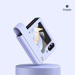 Prabangi rankos juostelė, paprastos odos laikiklis, skirtas Samsung Galaxy Z Flip 6 5 4 3 5G dėklui, sulankstomas smūgiams atsparus apsauginis dangtelis, aksesuaras for Galaxy Z Flip 5 violetinė